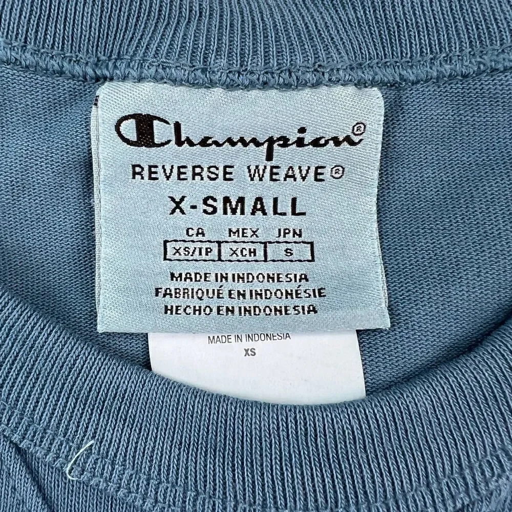 New Champion Men US XS Blue T-Shirt Crew Neck Short Sleeve Sport Casual Logo - Picture 8 of 9